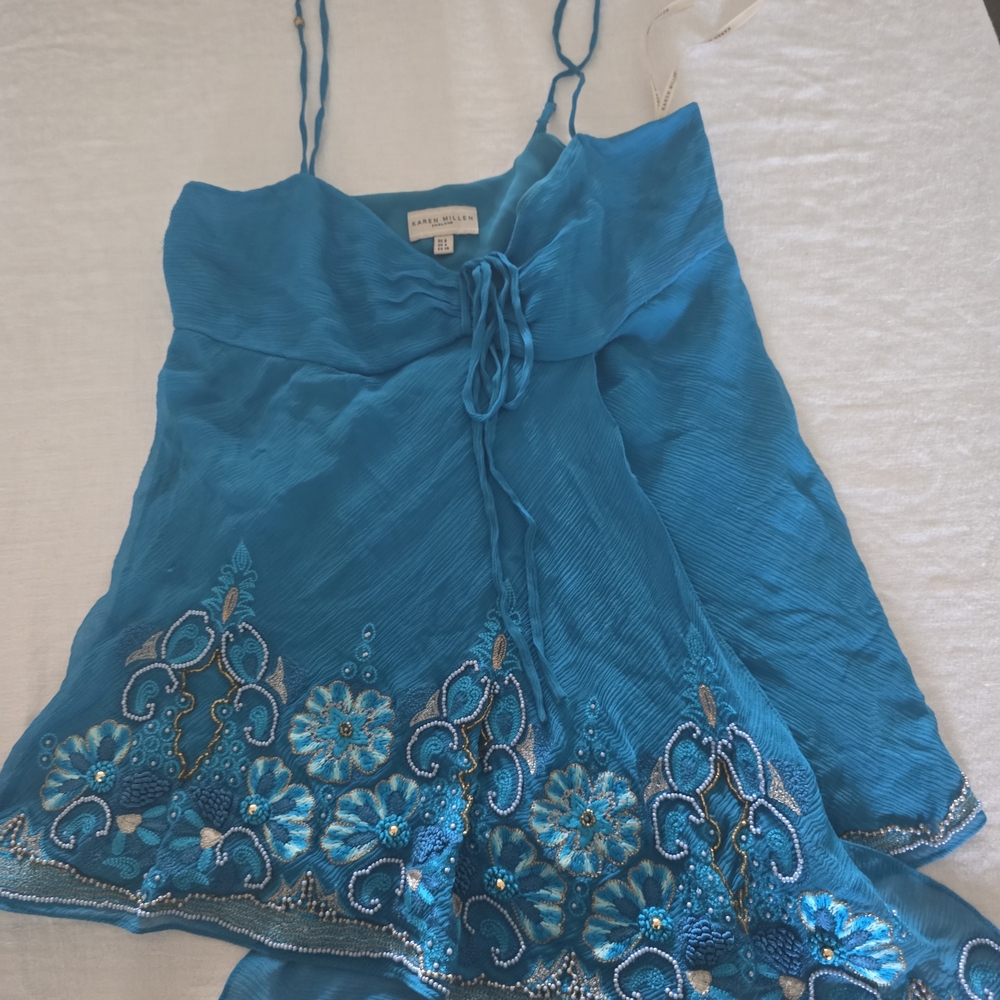 Blue Embroidered Women's Top